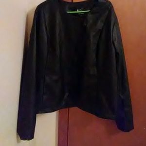 Faux leather jacket front zipper
